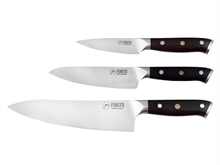 Coffret 3 couteaux cuisine Fukito manche pakka lame 9, 13 & 21cm